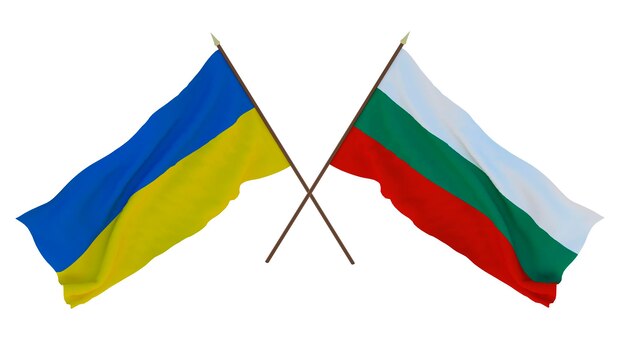 Background for designers illustrators National Independence Day Flags of Ukraine and Bulgaria