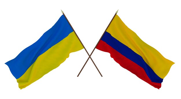 Background for designers illustrators National Independence Day Flags of Ukraine and Colombia