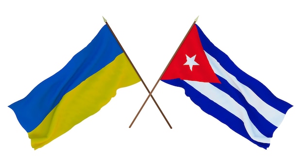 Background for designers illustrators National Independence Day Flags of Ukraine and Cuba