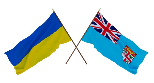 Background for designers illustrators National Independence Day Flags of Ukraine and Fiji