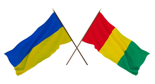 Background for designers illustrators National Independence Day Flags of Ukraine and Guinea