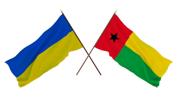 Background for designers illustrators National Independence Day Flags of Ukraine and GuineaBissau