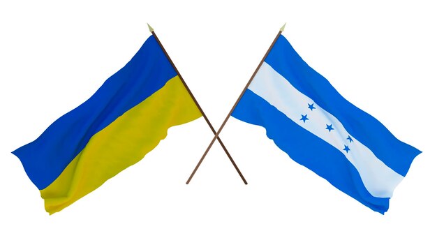 Background for designers illustrators National Independence Day Flags of Ukraine and Honduras