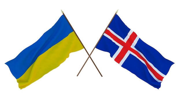 Background for designers illustrators National Independence Day Flags of Ukraine and Iceland