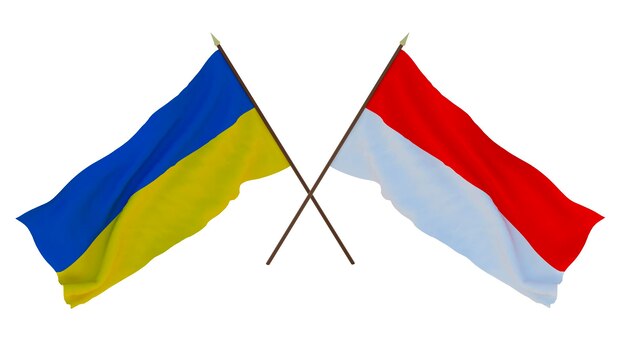 Background for designers illustrators National Independence Day Flags of Ukraine and Indonesia