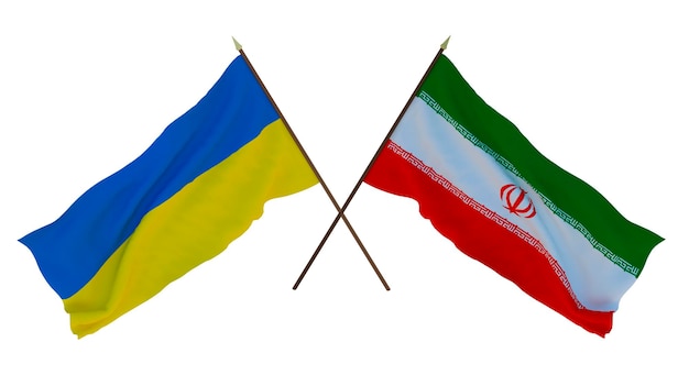 Background for designers illustrators National Independence Day Flags of Ukraine and Iran