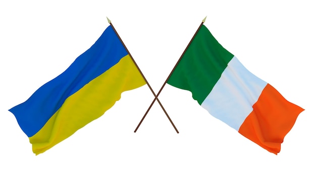 Background for designers illustrators National Independence Day Flags of Ukraine and Ireland