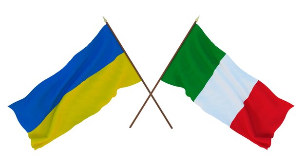 Background for designers illustrators National Independence Day Flags of Ukraine and Italy