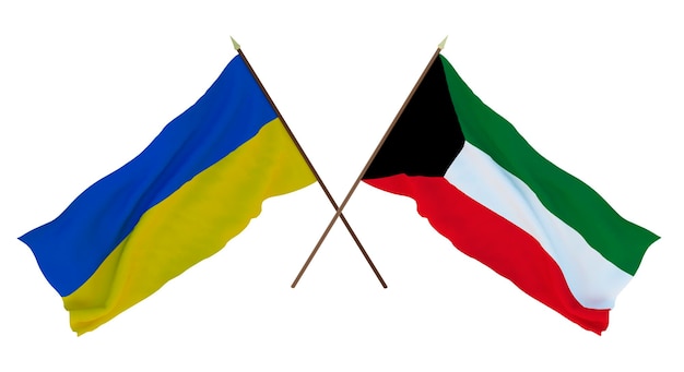 Background for designers illustrators National Independence Day Flags of Ukraine and Kuwait