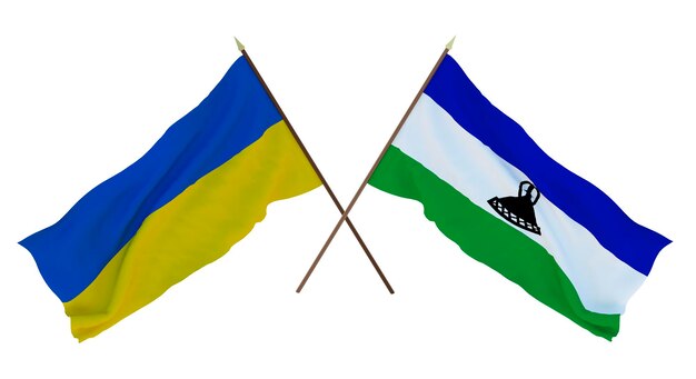 Background for designers illustrators National Independence Day Flags of Ukraine and Lesotho