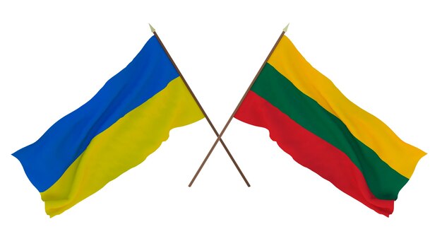 Background for designers illustrators National Independence Day Flags of Ukraine and Lithuania