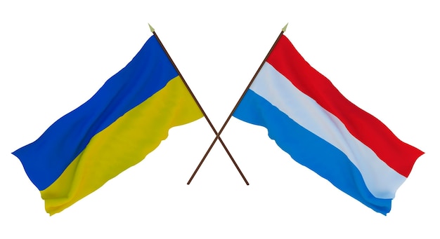 Background for designers illustrators National Independence Day Flags of Ukraine and Luxembourg