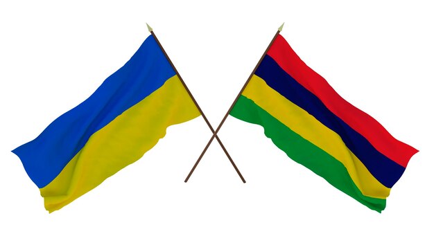 Background for designers illustrators National Independence Day Flags of Ukraine and Mauritius