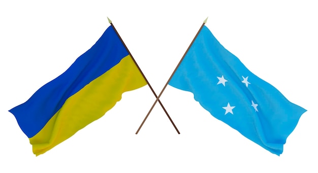 Background for designers illustrators National Independence Day Flags of Ukraine and Micronesia