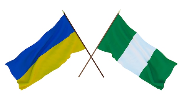 Background for designers illustrators National Independence Day Flags of Ukraine and Nigeria