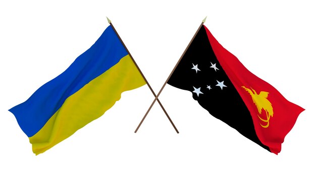 Background for designers illustrators National Independence Day Flags of Ukraine and Papua new Guinea