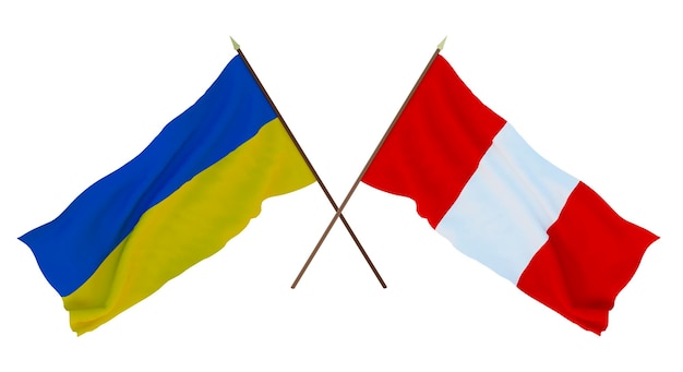 Background for designers illustrators National Independence Day Flags of Ukraine and Peru