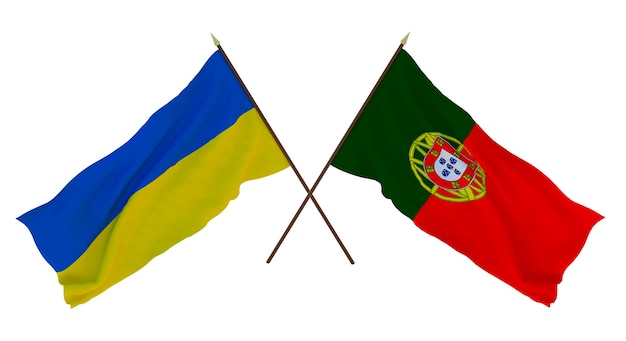 Background for designers illustrators National Independence Day Flags of Ukraine and Portugal