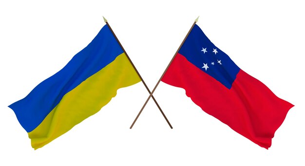 Background for designers illustrators National Independence Day Flags of Ukraine and Samoa