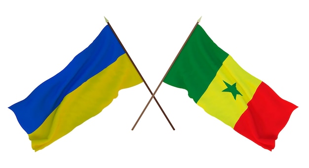 Background for designers illustrators National Independence Day Flags of Ukraine and Senegal