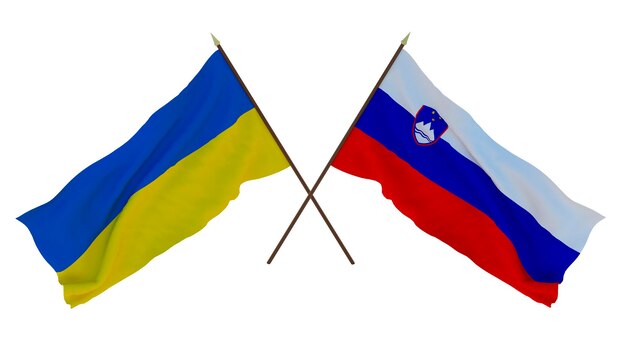 Background for designers illustrators National Independence Day Flags of Ukraine and Slovenia