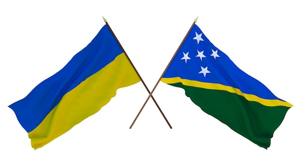 Background for designers illustrators National Independence Day Flags of Ukraine and Solomon islands