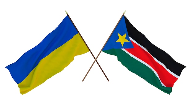 Background for designers illustrators National Independence Day Flags of Ukraine and South Sudan