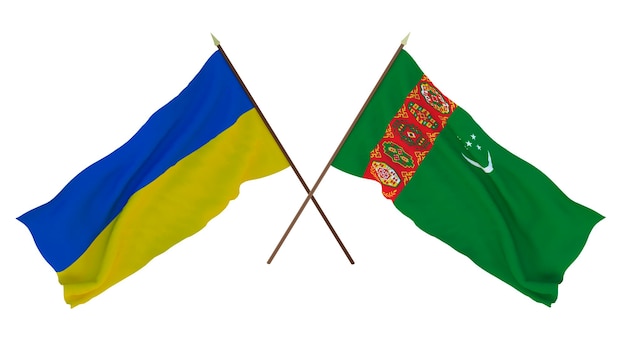 Background for designers illustrators National Independence Day Flags of Ukraine and Turkmenistan