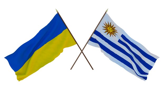 Background for designers illustrators National Independence Day Flags of Ukraine and Uruguay