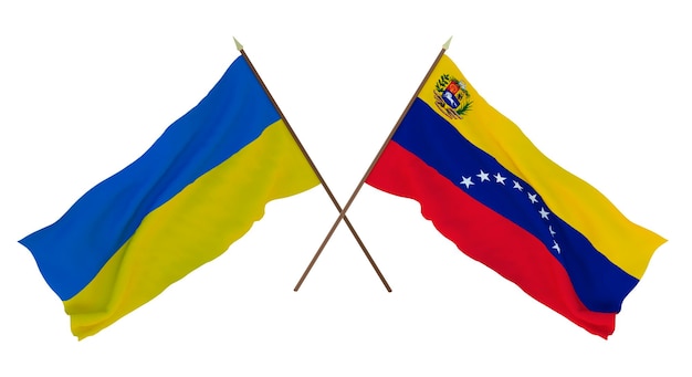 Background for designers illustrators National Independence Day Flags of Ukraine and Venezuela