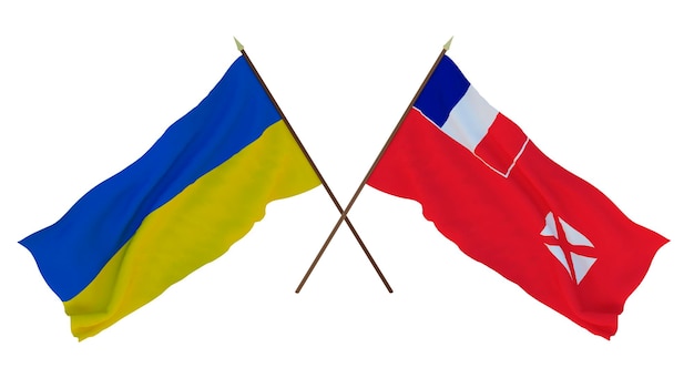 Background for designers illustrators National Independence Day Flags of Ukraine and Wallis and Futuna