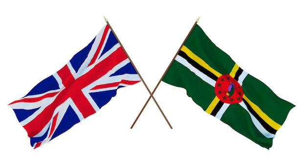 Background for designers illustrators National Independence Day Flags The United Kingdom of Great Britain and Northern Ireland and Dominica