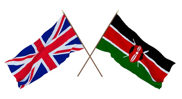 Background for designers illustrators National Independence Day Flags The United Kingdom of Great Britain and Northern Ireland and Kenya