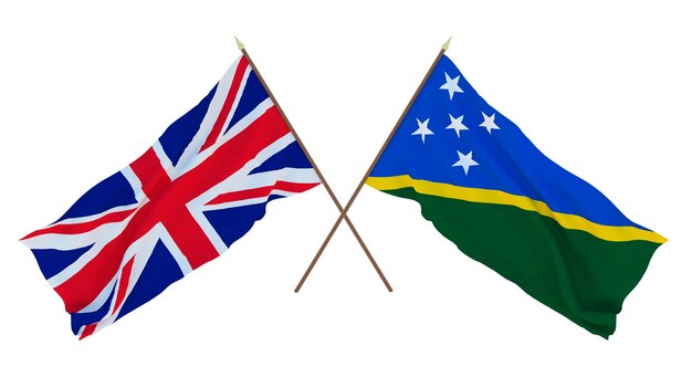 Background for designers illustrators National Independence Day Flags The United Kingdom of Great Britain and Northern Ireland and Solomon islands