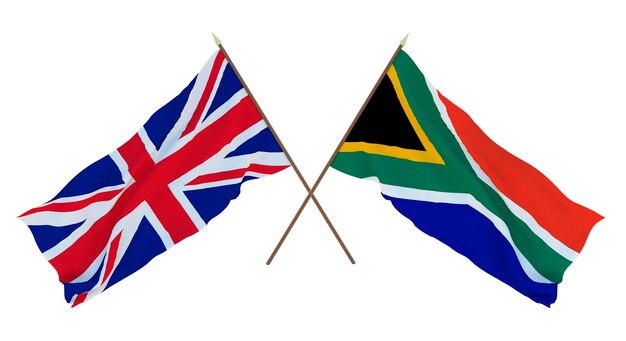 Background for designers illustrators National Independence Day Flags The United Kingdom of Great Britain and Northern Ireland and South Africa