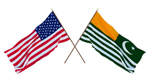 Background for designers illustrators National Independence Day Flags of United States of America USA and Azad Kashmir