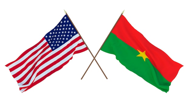 Фон для дизайнеров-иллюстраторов День национальной независимости Флаги Соединенных Штатов Америки США и Буркина-Фасо