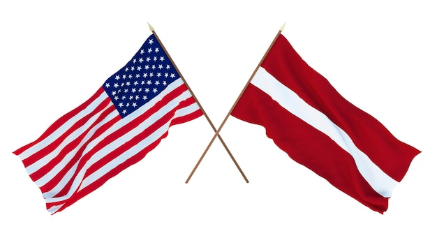 Photo background for designers illustrators national independence day flags of united states of america usa and latvia