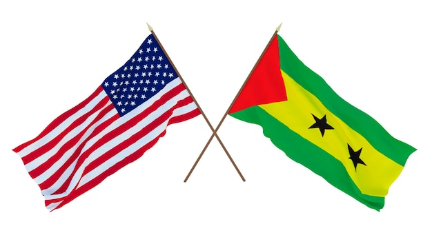 Photo background for designers illustrators national independence day flags of united states of america usa and sao tome and principe