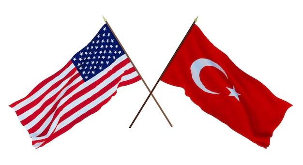 Photo background for designers illustrators national independence day flags of united states of america usa and turkey