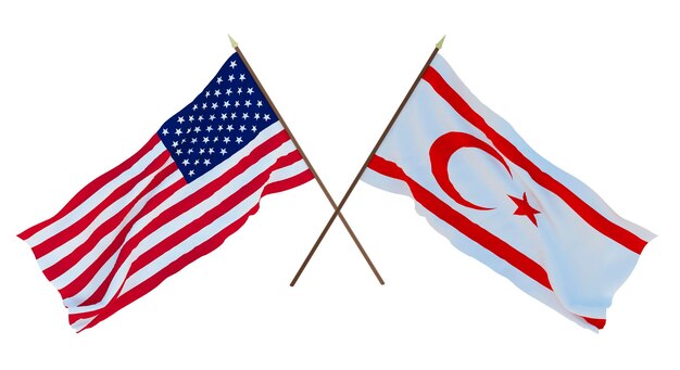 Photo background for designers illustrators national independence day flags of united states of america usa and turkish republic of northern cyprus