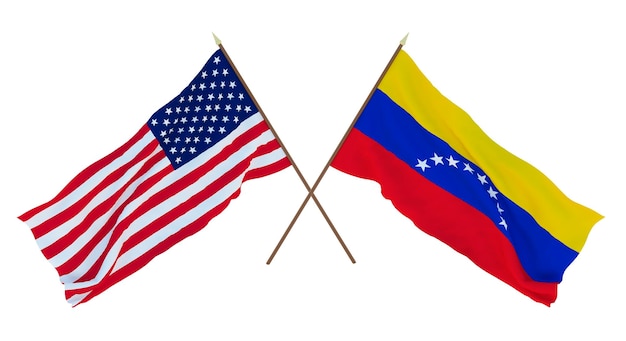 Background for designers illustrators National Independence Day Flags of United States of America USA and Venezuela