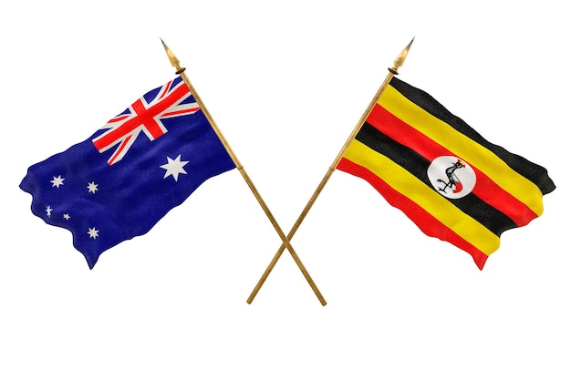 Фон для дизайнеров Национальный день 3D модель Национальные флаги Австралии и Уганды