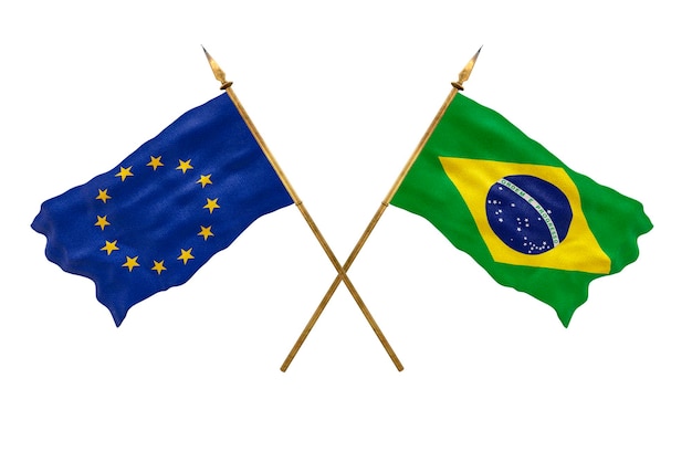 Background for designers National Day 3D model National flags European Union and Brazil