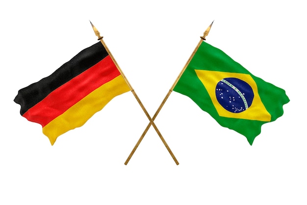 デザイナーのナショナルデーの背景3Dモデルドイツとブラジルの国旗