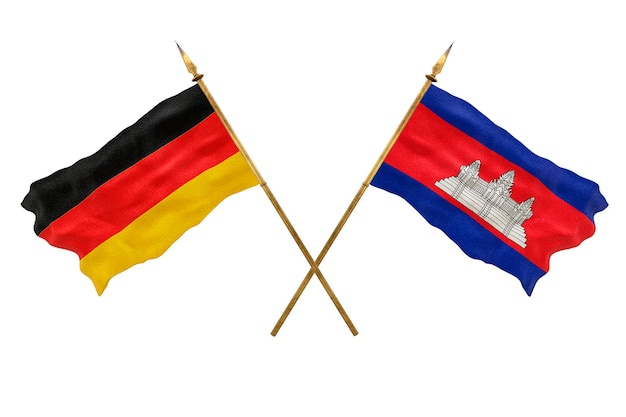 Background for designers National Day 3D model National flags of Germany and Cambodia