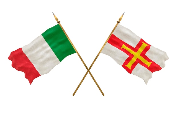 Background for designers National Day 3D model National flags Italy and Bailiwick of Guernsey