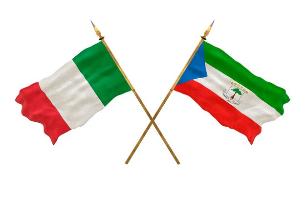 デザイナーのナショナルデーの背景 3D モデル 国旗 イタリアと赤道ギニア