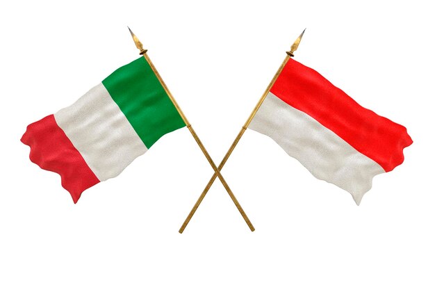 デザイナーのナショナルデーの背景 3Dモデル 国旗 イタリアとインドネシア