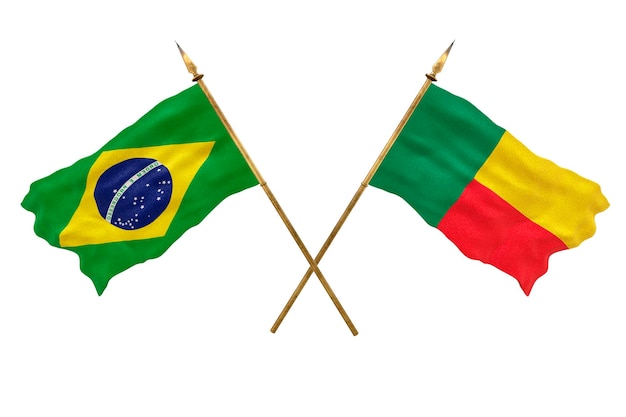 デザイナーのための背景 建国記念日の 3D モデル ブラジルとベナンの人民共和国の国旗
